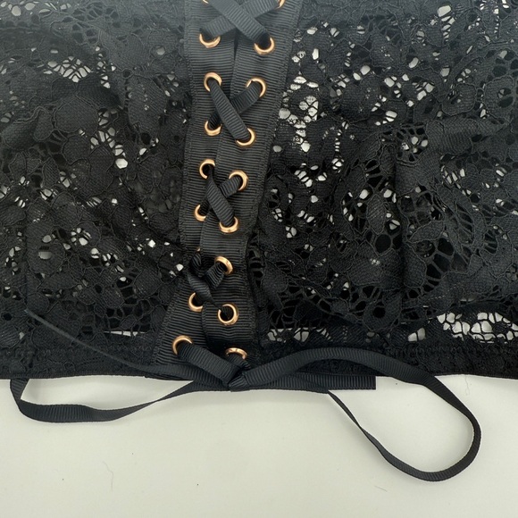 NWT Intimissimi Women’s Italian lace bandeau Strapless bra 36B Black And Gold - Picture 3 of 6